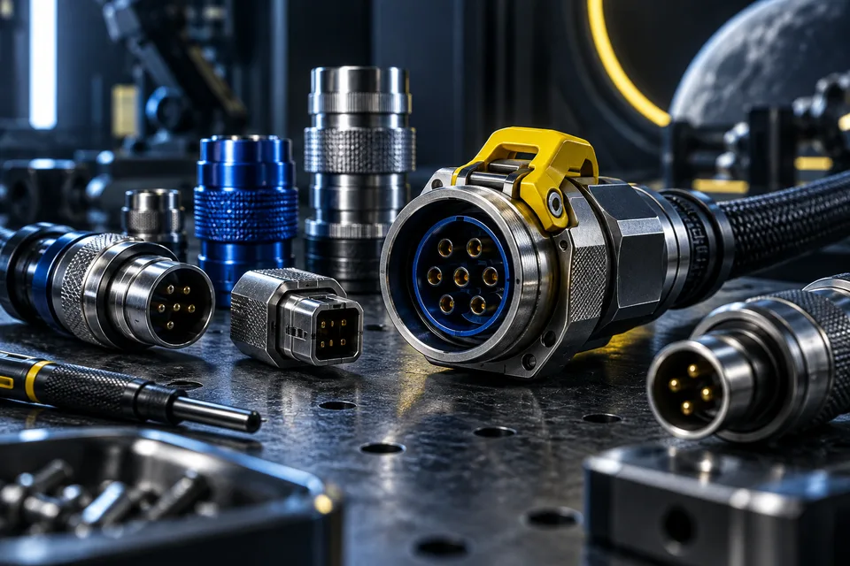AI conceptual illustration of modular connectors meeting a controlled digital gateway