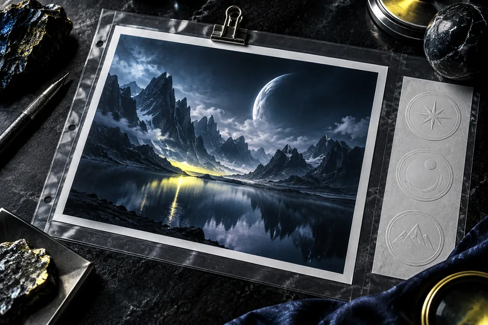 AI conceptual illustration of a photograph passing through a chain of digital credentials